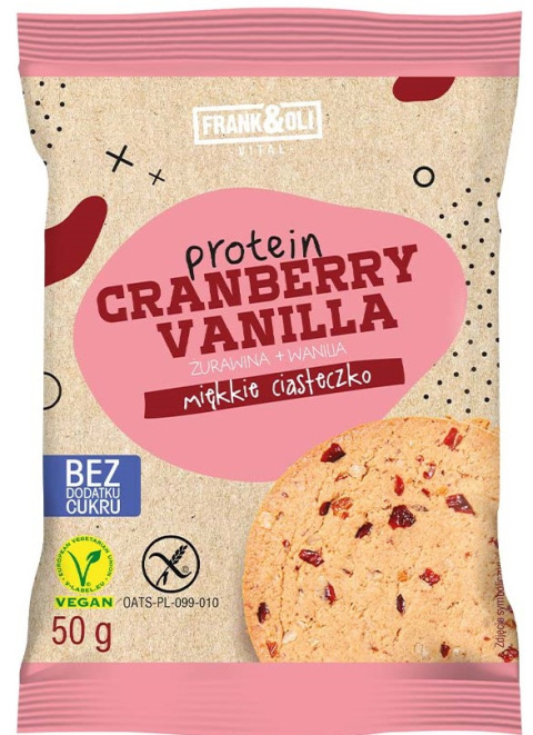 .Ciasteczko proteinowe Żurawina i wanilia 50 g FRANK&OLI.