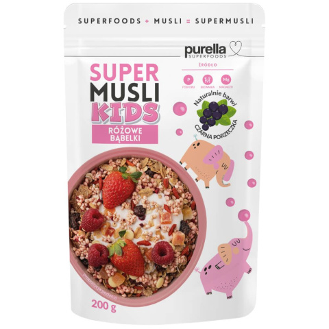 PURELLA SUPERFOODS SUPERMUSLI KIDS RÓŻOWE BĄBELKI 200G