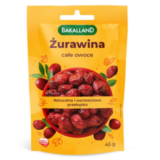 BAKALLAND ŻURAWINA CAŁE OWOCE 45G