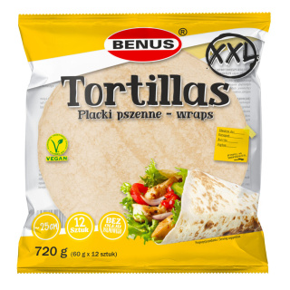 BENUS Tortilla pszenna XXL 12 x 25 cm 720g