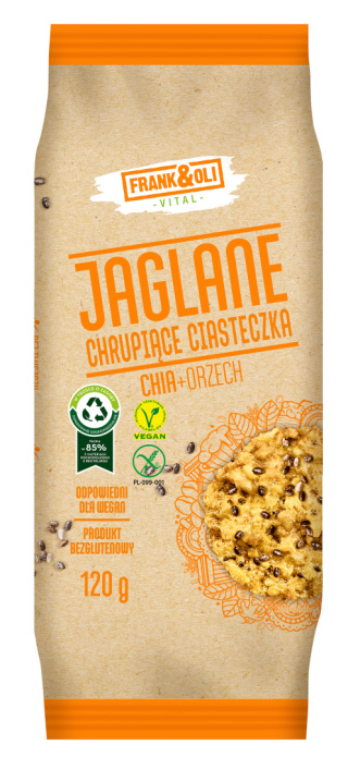 .Ciasteczka jaglane z orzechami + chia bez GMO 120 g Frank&Oli.