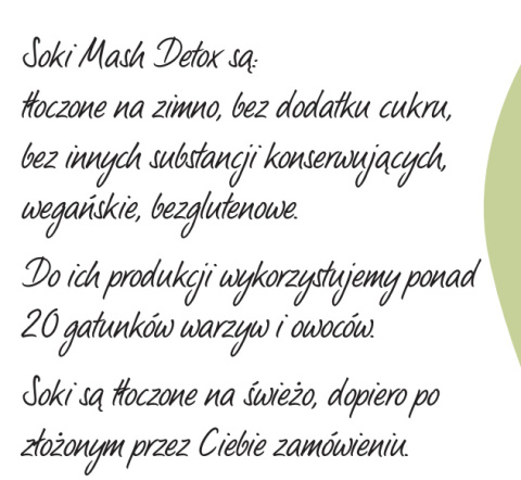 MASH DETOX Detoks sokowy - 15 świeżych soków. Rózne smaki. 330ml x15szt