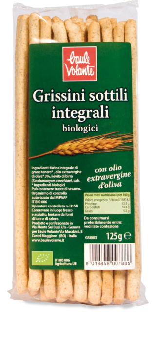 Paluszki Grissini pełnoziarniste BIO 125 g