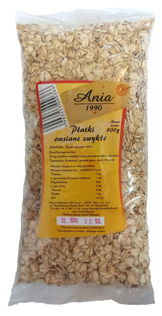 Płatki owsiane zwykłe 300g ANIA