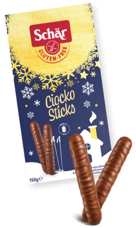 SCHAR bezglutenowe kruche ciasteczka w czekoladzie CIOCKO STICKS 150g