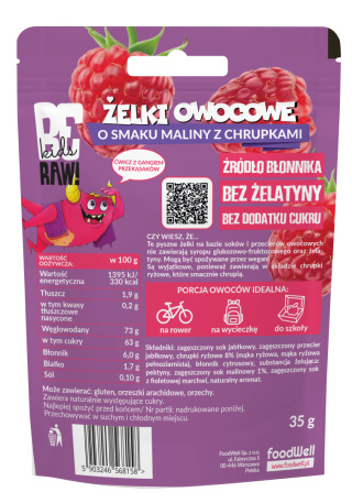 BeRAW Kids Żelki Malina z chrupkami 35g Purella Food.