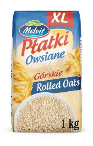 MELVIT Płatki owsiane górskie 1kg PAPIEROWE OPAKOWANIE