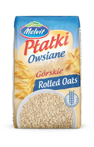 MELVIT Płatki owsiane górskie 500g PAPIEROWE OPAKOWANIE