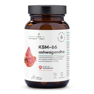 AURA HERBALS Ashwagandha KSM-66 Korzeń 200 mg kapsułki 120szt