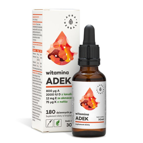 AURA HERBALS Witamina ADEK A + D3 2000 IU + E + K2 krople 30 ml