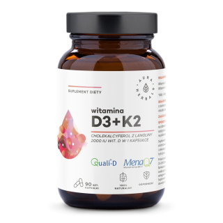 AURA HERBALS Witamina D3 2000 IU + K2 kapsułki 90szt