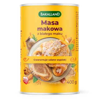 BAKALLAND MASA MAKOWA BIAŁA O SMAKU MARCEPANU - 400G