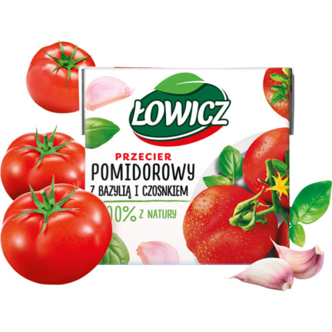 ŁOWICZ Przecier pomidorowy z bazylią i czosnkiem kartonik 500g