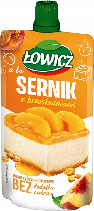 ŁOWICZ deser ryżowo-owocowy a'la SERNIK Z BRZOSKWINIAMI 100G