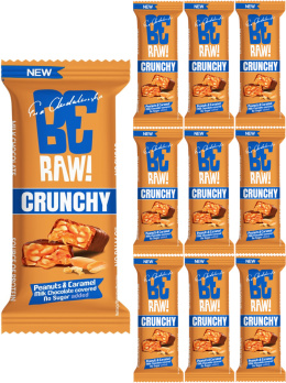 10x Purella BeRAW! Baton Crunchy Peanuts & Caramel 40g