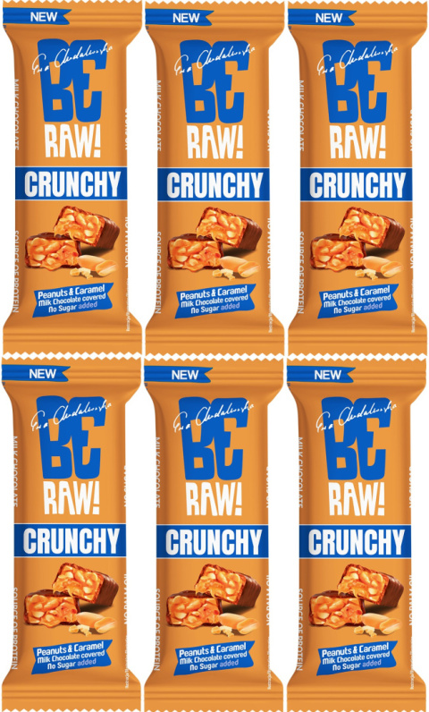 6x Purella BeRAW! Baton Crunchy Peanuts & Caramel 40g