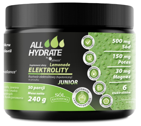 ALLHydrate Elektrolity JUNIOR Lemonade 240g 50 porcji