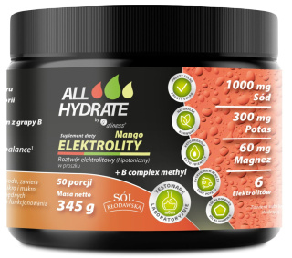 ALLHydrate Elektrolity Mango + B complex methyl 345g 50 porcji