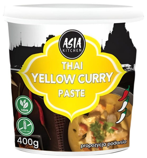 ASIA KITCHEN Żółta Lekko Ostra Pasta Curry Vegan Bez Glutenu 400g