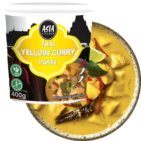 ASIA KITCHEN Żółta Lekko Ostra Pasta Curry Vegan Bez Glutenu 400g