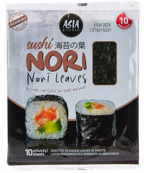 ASIA KITCHEN Sushi Nori Gold liście alg morskich 10 arkuszy