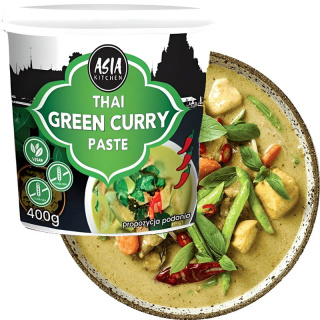 ASIA KITCHEN Zielona Bardzo Ostra Pasta Curry Vegan Bez Glutenu 400g