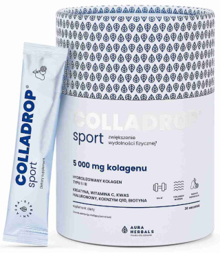 AURA HERBALS Colladrop® Sport, kolagen morski 5000mg saszetki 30 szt