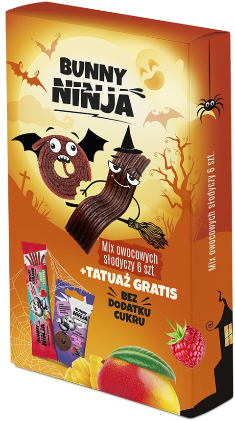 BUNNY NINJA Halloween owocowe zdrowe słodycze ZESTAW