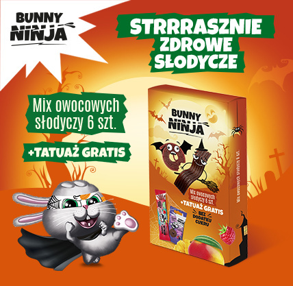 BUNNY NINJA Halloween owocowe zdrowe słodycze ZESTAW