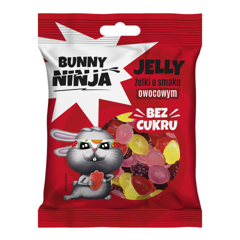 Bunny Ninja Żelki bez cukru o smaku owocowym w kształcie owoców 75g