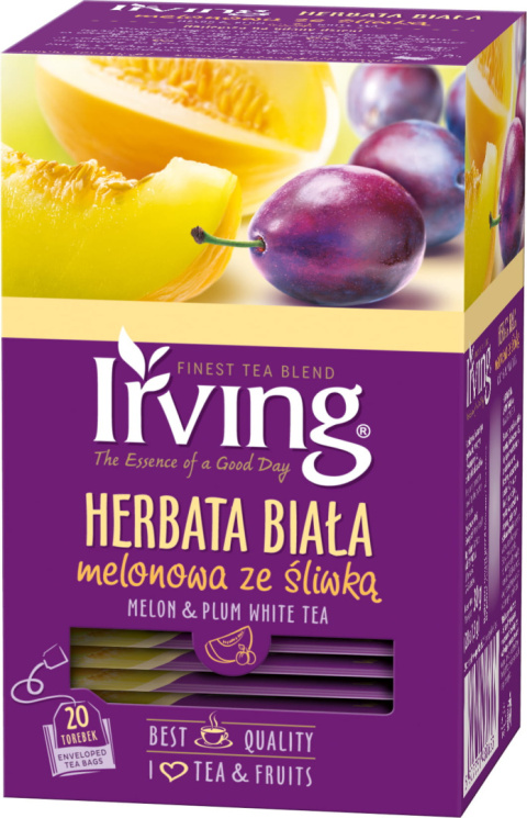 IRVING Herbata biała melonowa ze śliwką 20 kopertek 30g