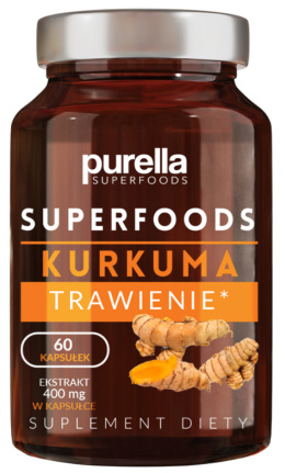 Purella Superfoods Trawienie Kurkuma Suplement diety 30g 60 kapsułek