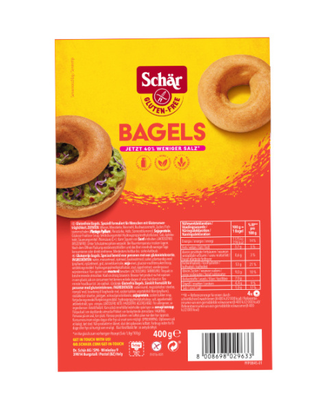 SCHAR Bagels Bajgle bezglutenowe 4 szt 400g